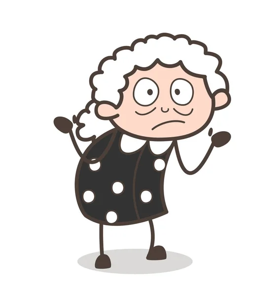 Illustration vectorielle inquiétante d'expression de visage de vieille dame de bande dessinée — Image vectorielle