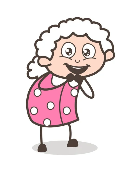 Stara kobieta wyrażenie wektor ilustracja podekscytowany kreskówka — Wektor stockowy