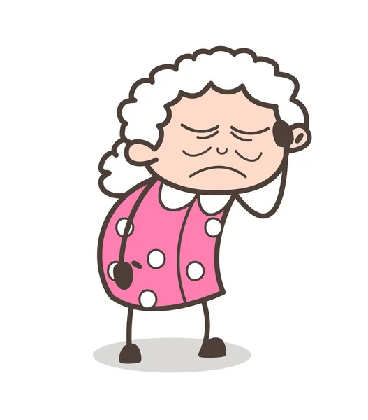 Desenhos animados Velho Doente Senhora Expressão Vetor Ilustração —  Vetores de Stock