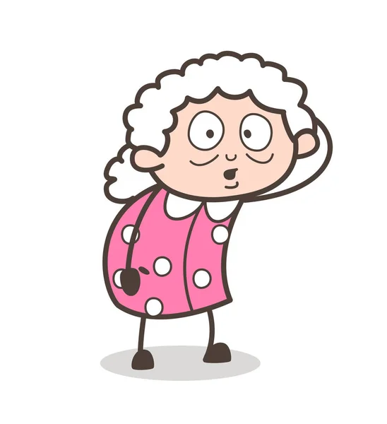 Dessin animé Shocked Face Expression of Old Lady Vector Illustration — Image vectorielle