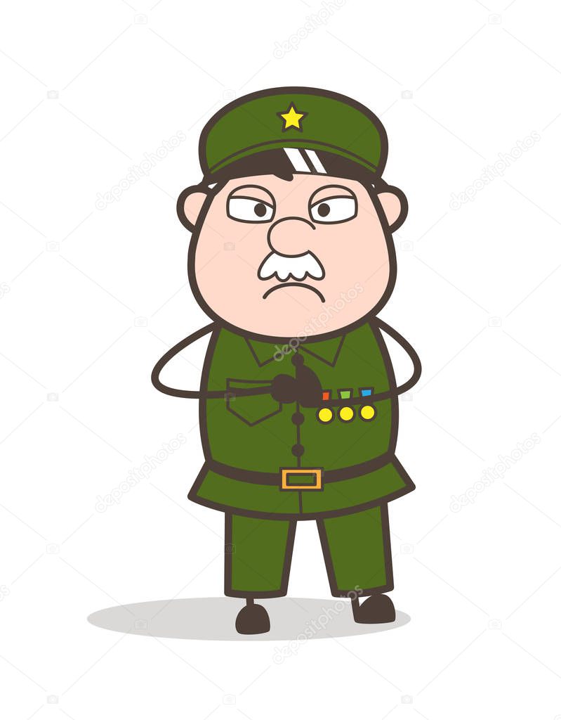 Cartoon Sergeant Anger Mood Vector Illustration