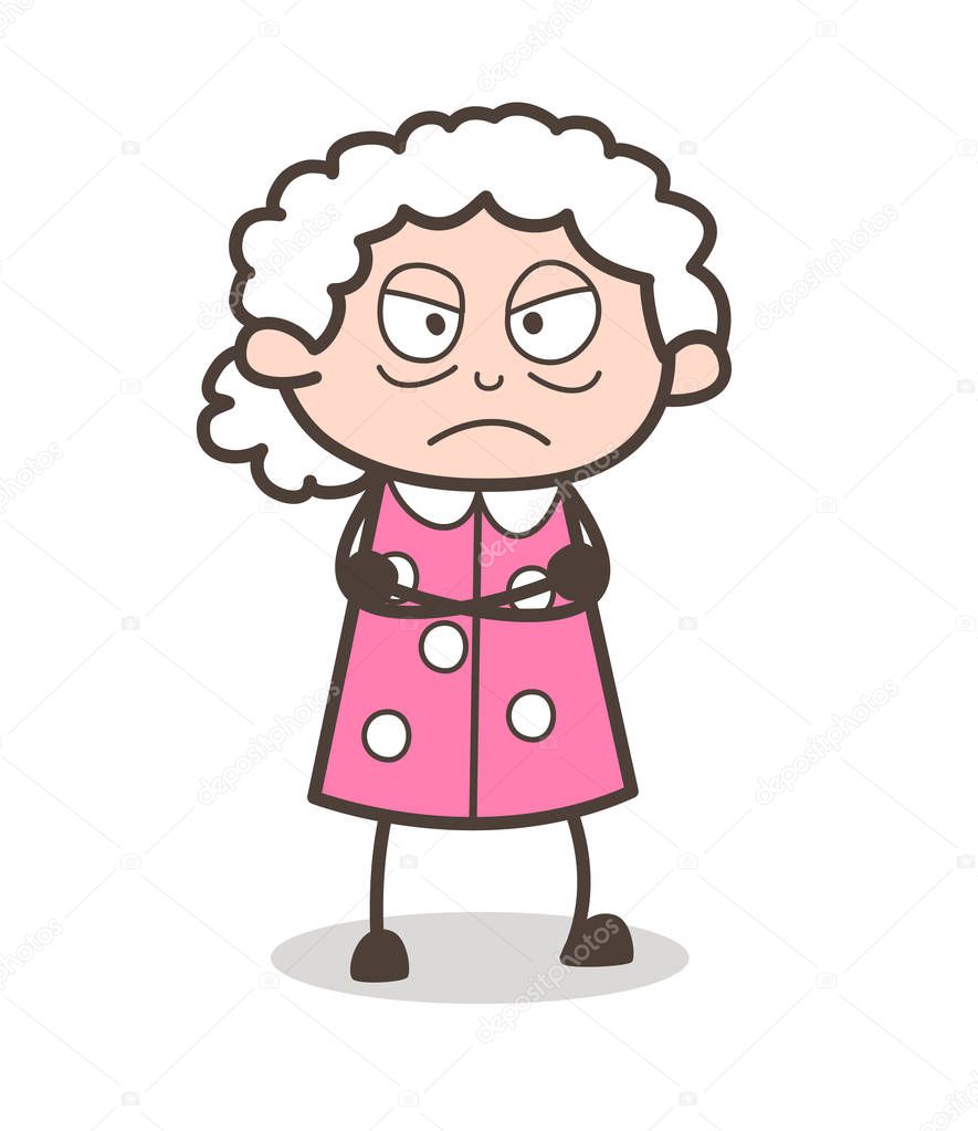 Cartoon Angry Grand Mother Face Expression