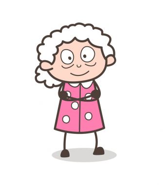 Karikatür mutlu Granny şok edici vektör çizim izlerken