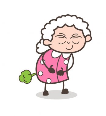 Karikatür komik yaşlı kadın osuruk vektör çizim yapma