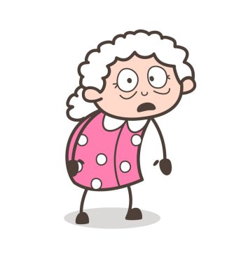 Çizgi film korkunç yaşlı kadın ifade vektör çizim