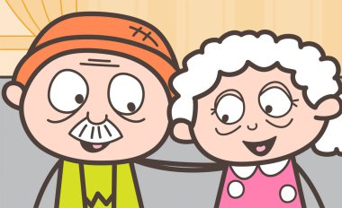 Çizgi film eski Romantik Çift vektör çizim