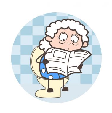 Çizgi film büyükbaba okuma gazete vektör çizim