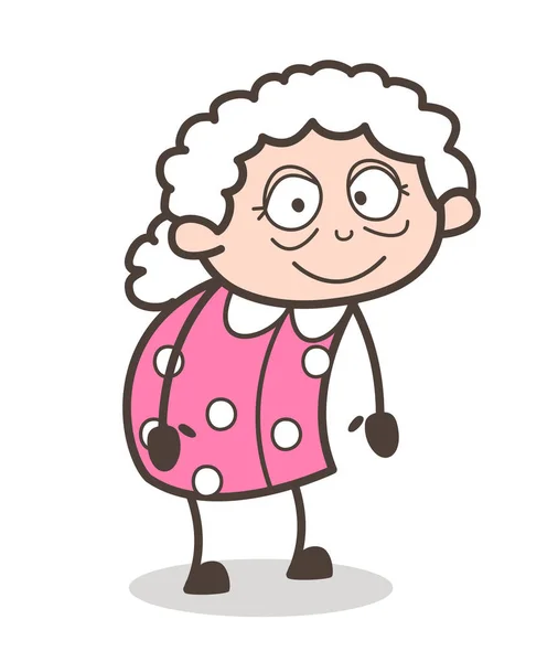 Illustration vectorielle vieille dame souriante de bande dessinée — Image vectorielle