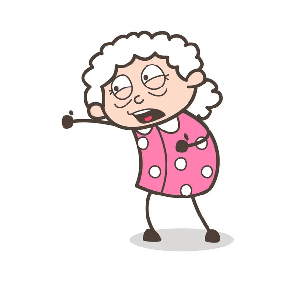 Cartoon Old Grandma Screaming Face Expression Vector Illustration — Stock Vector