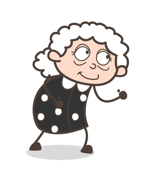 Γελοιογραφία ηλικιωμένη γυναίκα έτοιμη να τρέξει εικονογράφηση διάνυσμα — Διανυσματικό Αρχείο