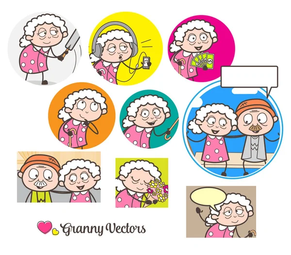 Büyükanne'nin birçok kavramları grafik vektör çizim karikatür