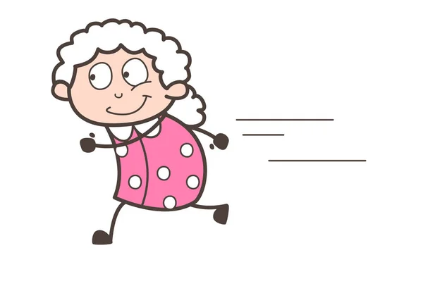 Cartoon Grandma Running Vector Illustration — Stock Vector