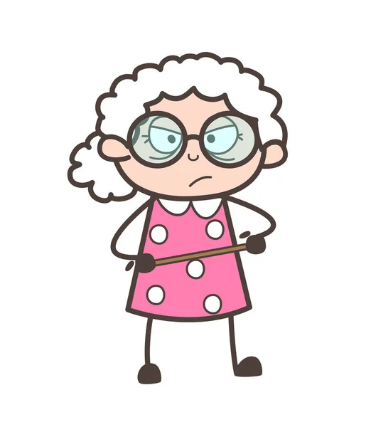 Cartoon Angry Granny Vector Character — Stock Vector