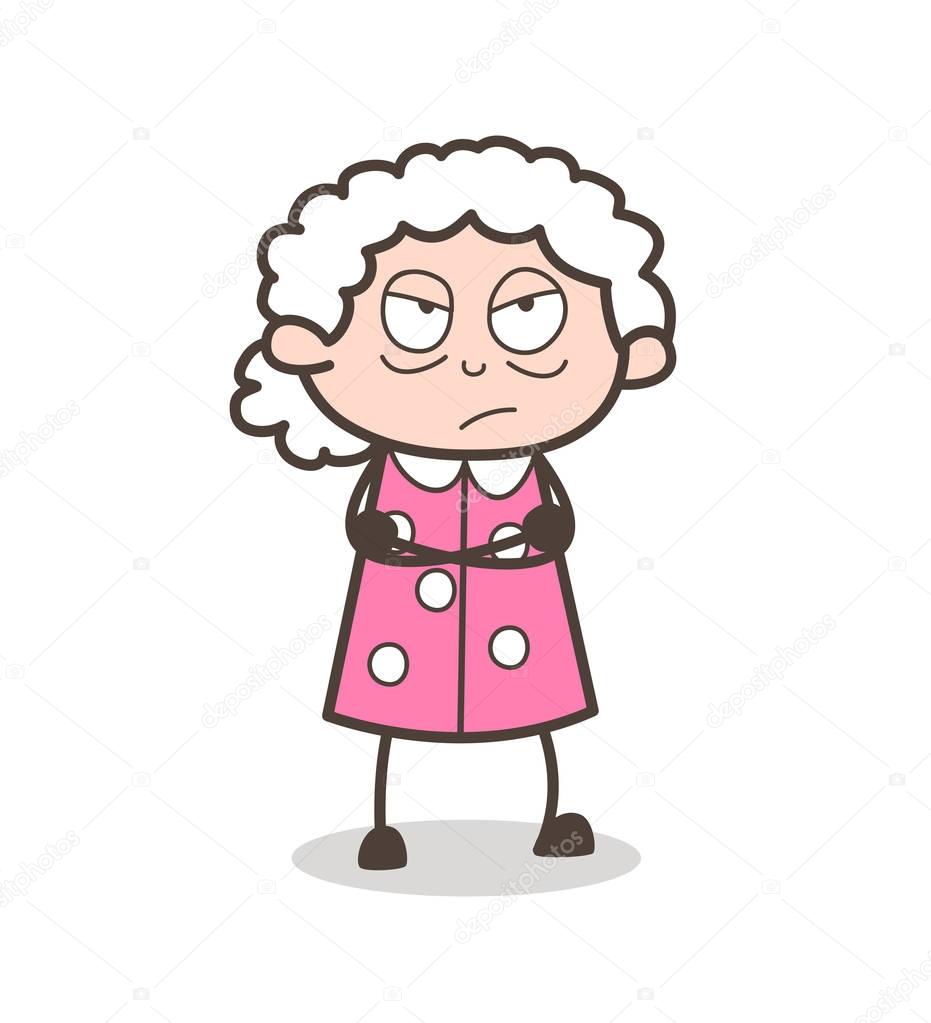 Download Cartoon Aggressive Granny Face Expression Vector ...