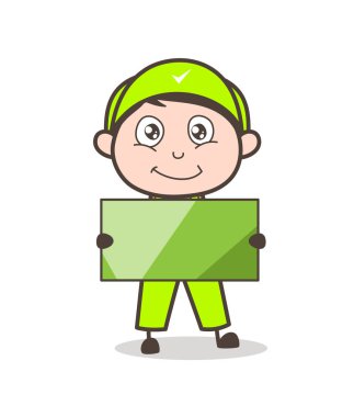 Bir boş ileti kurulu vektör çizim Holding karikatür servis çocuk