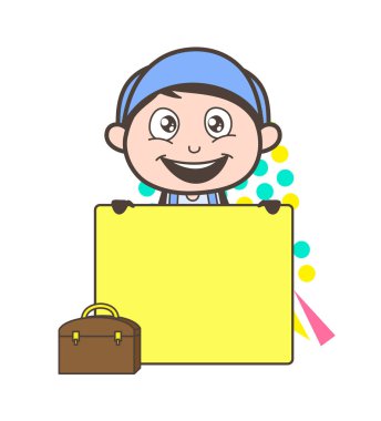 Çizgi film Servisi adam Pano vektör çizim ile