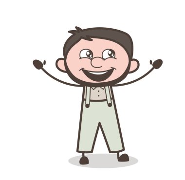 Karikatür çok heyecanlı adam yüz ifade vektör