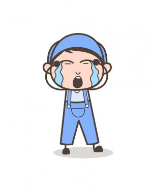 Ağlayan çocuk yüz vektör çizim