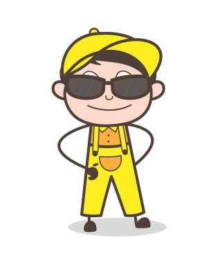 Güneş gözlüğü vektör çizim karikatür Modern genç çocukla