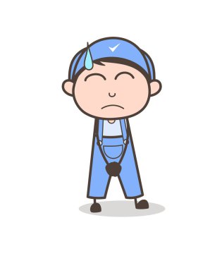 Çizgi film çocuk depresyonda yüz ifade vektör