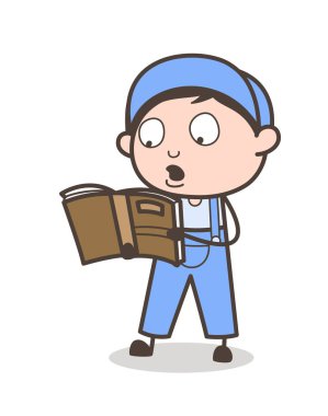 Çizgi film çocuk okuma kitabı sınıf vektör çizim