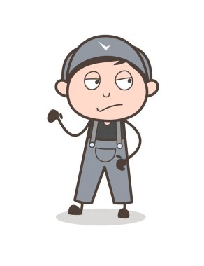 Çizgi film asker hayal kırıklığına yüz vektör çizim