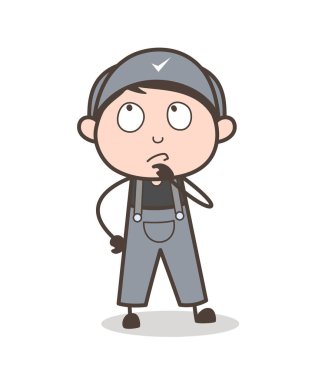 Çizgi film genç çalışan bir fikir vektör çizim düşünme