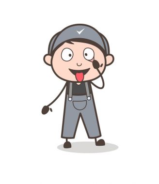 Komik çocuk gösteren gözleri ve dil vektör kavramı çizgi film