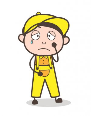 Ağlayan çocuk yüz vektör çizim karikatür