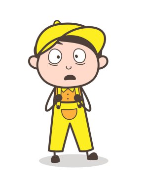 Korkmuş çocuk yüz vektör çizim karikatür