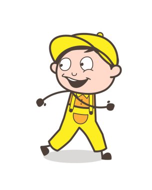 Sabah yürüyüş vektör kavramı üzerinde çizgi film mutlu çocuk