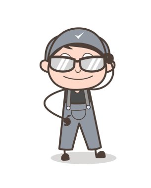 Karikatür mutlu Modern çocuk güneş gözlüğü vektör çizim ile