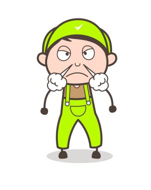 Çizgi film kızgın çocuk yüz vektör çizim