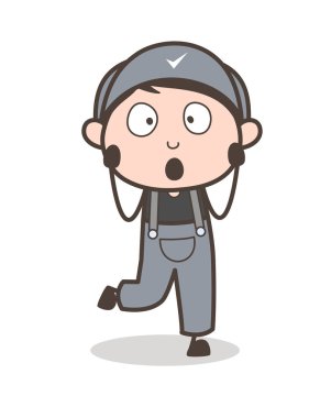 Korkak çocuk yüz vektör çizim karikatür