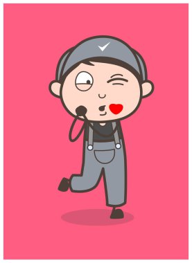 Çizgi film çocuk öpücük vektör çizim üfleme