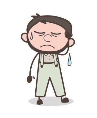 Çizgi film mutsuz adam yüz vektör çizim