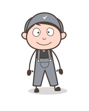 Karikatür mutlu çocuk sürpriz yüz vektör çizim