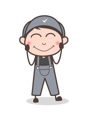 Çizgi film genç çocuk yüz vektör çizim efendi