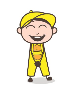 Çizgi film neşeli çocuk yüz vektör çizim