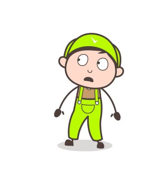 Çizgi film masum çocuk korkmuş yüz vektör çizim