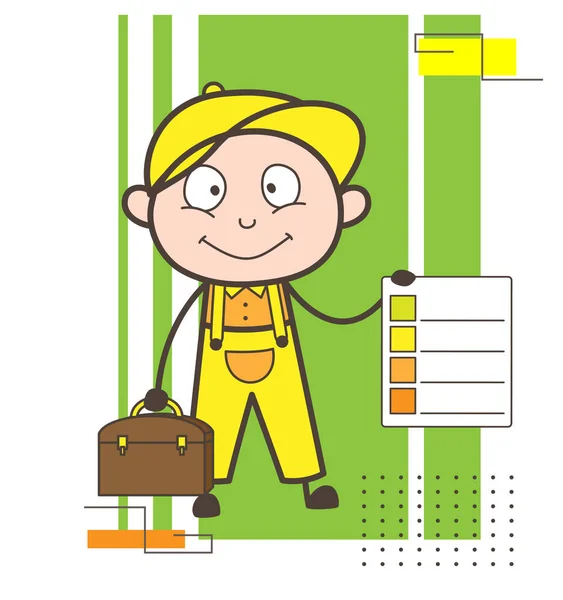 Cartoon Service Man Showing Checklist Vector — Stock Vector