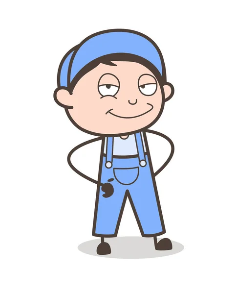 Karikatur glücklicher kleiner Junge in Haltungsvektorillustration — Stockvektor