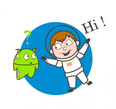 Çizgi film uzay çocuk yabancı karakterler vektör çizim ile