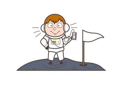 Dinleme müzik vektör çizim karikatür kozmonot