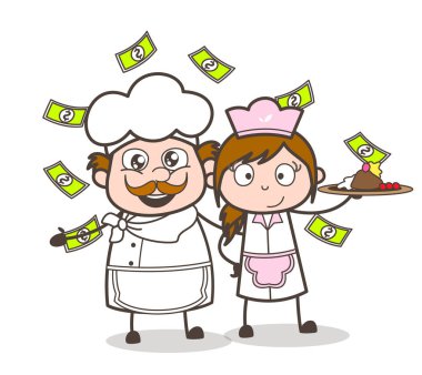 Garson ve Şef vektör kavramı çevresinde yüzen para