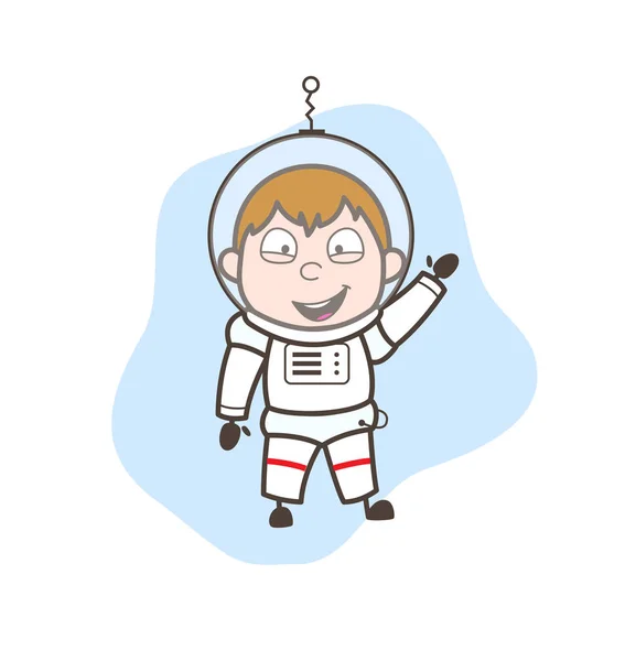 Γελοιογραφία δείχνει διάνυσμα έννοια ευτυχισμένη αστροναύτης — Διανυσματικό Αρχείο
