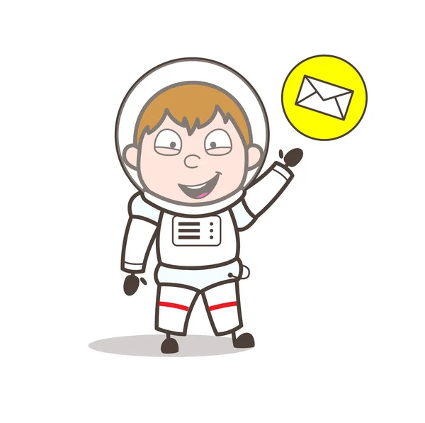 Αστροναύτης γελοιογραφία δείχνει μήνυμα εικονογράφηση διάνυσμα — Διανυσματικό Αρχείο