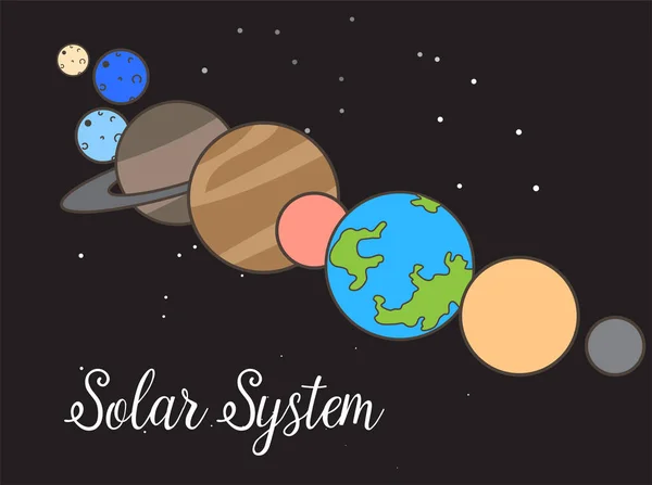 Diseño gráfico vectorial del sistema solar — Vector de stock