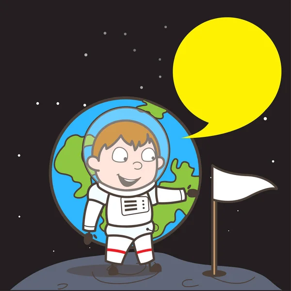 Γελοιογραφία κοσμοναύτης Καθορισμός σημαία φεγγάρι διάνυσμα έννοια — Διανυσματικό Αρχείο
