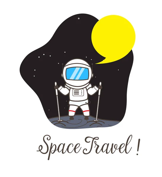 Cartoon Space-Traveler con illustrazione vettoriale a bolle vocali — Vettoriale Stock